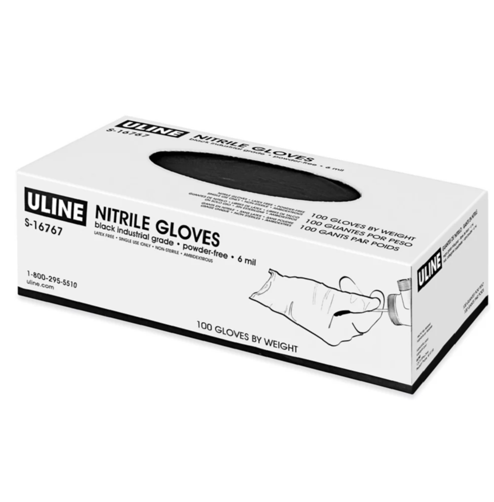 Gloves - Black Nitrile Gloves - LARGE