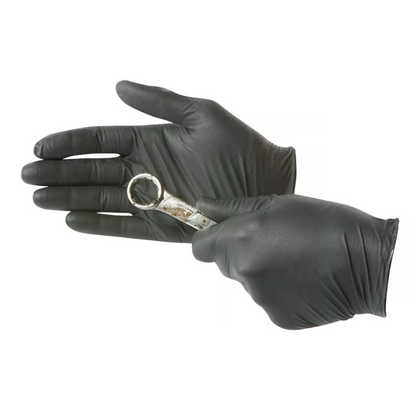 Gloves - Black Nitrile Gloves - LARGE