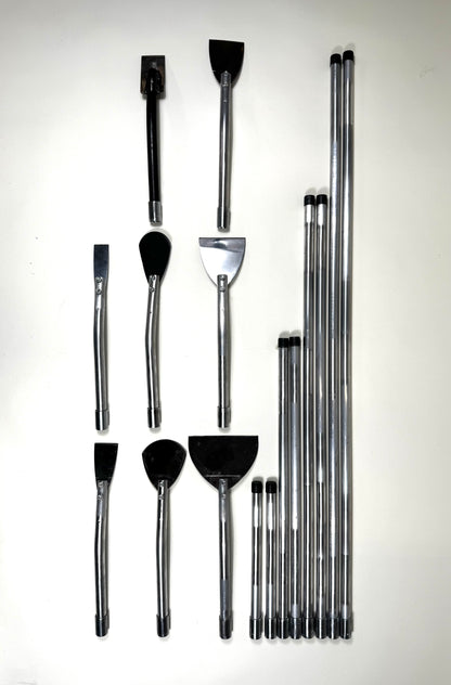 Set of scrapers and poles for exhaust hood cleaners